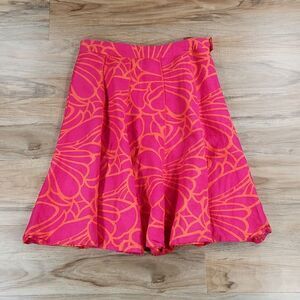 🔺️Appraisal Pink & Orange Print Rayon Blend Skirt Size 6